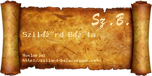 Szilárd Béla névjegykártya